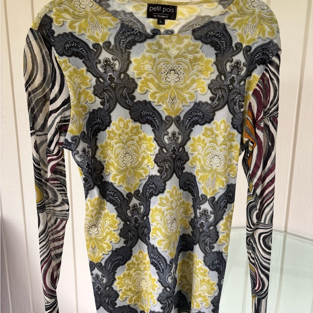 Viviana G Elegant Yellow and Black 2-Piece Shirt Set